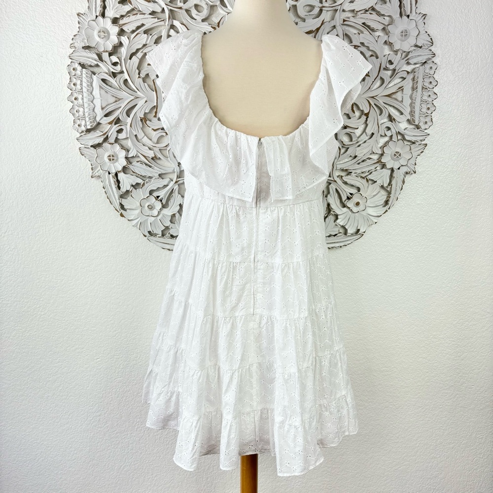 {Lilly Pulitzer} Emie White Eyelet Babydoll Dress, Size 12 - Picture 5 of 10